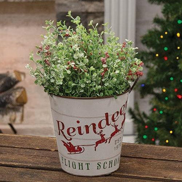 Reindeer Flight School Galvanized Metal Bucket - The Fox Decor